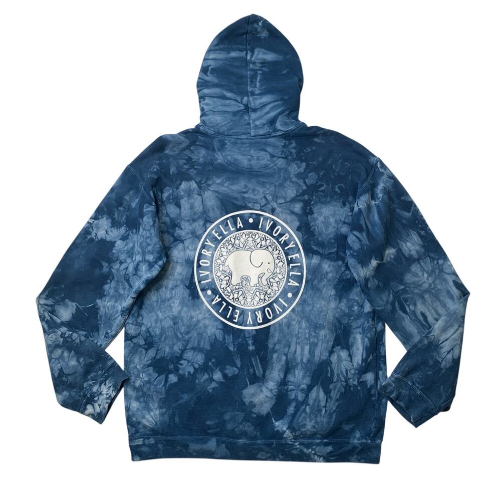Ivory Ella Sweatshirt Mens M Medium Blue Tie Dye Retro Hoodie Save The Elephants